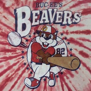 Buc-ee's Beaver Bat Baseball Red & White Tie Dye Tshirt Size 2XL